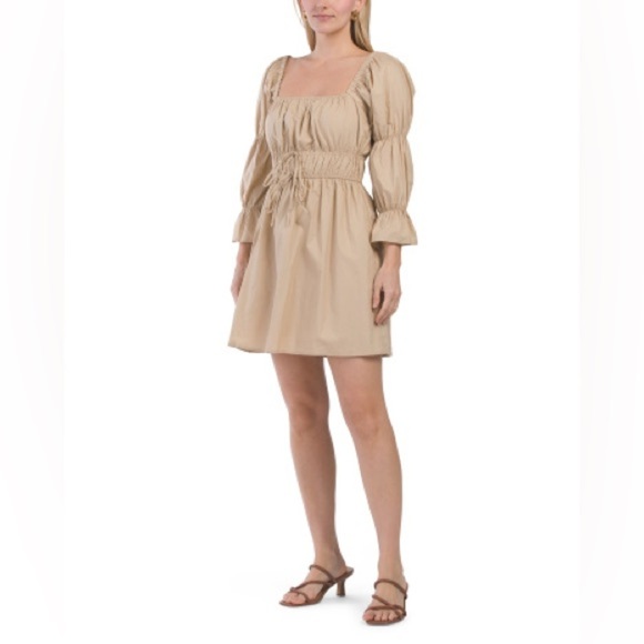 Greylin Ballon Sleeve Poplin Mini Dress NWT - Picture 1 of 9